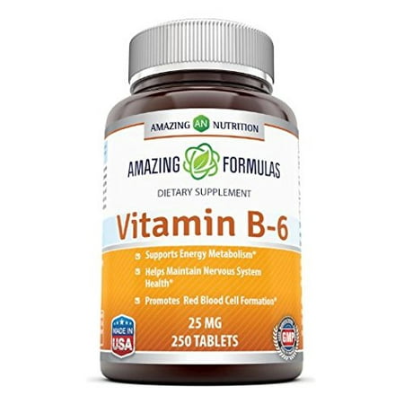 Amazing Formulas Vitamin B6 25 Mg 250 Tablets (The Best Vitamin B6 Food Sources Include)