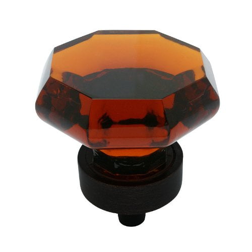 Cosmas 5268ORB-A Oil Rubbed Bronze Cabinet Hardware Knob with Amber Glass - 1-5/16" Diameter