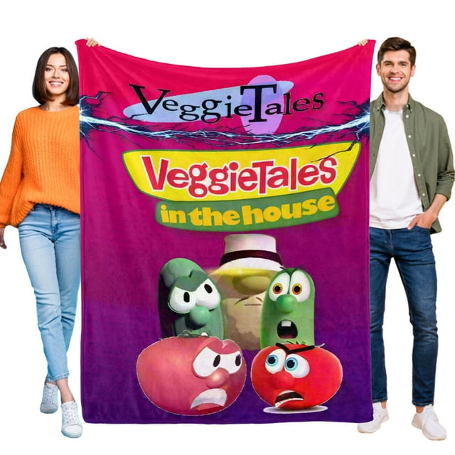 VeggieTales en la Casa anti-pilling, suave, ligera, esponjosa y acogedora de lujo para hogar y cocina – Perfecta para niños y adultos,150X120cm