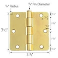 thumbnail image 3 of Design House 10-Pack 3.5" H x .25" Radius Butterfly Interior/Exterior Door Hinges, Satin Brass, 3 of 14