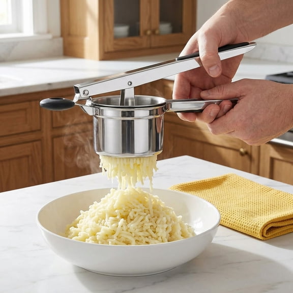 Potato ricer, Heavy Duty Ricer for Mashed Potatoes, Large Potato Masher Stainless Steel with Ergonomic Handle, Efficiently for Fluffy Mashed Potatoes