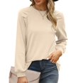thumbnail image 2 of Gvdentm Sweatshirts for Women Crewneck Puff Sleeve Tunic Tops Lightweight Sweaters Fashion 2023 Beige,XL, 2 of 4
