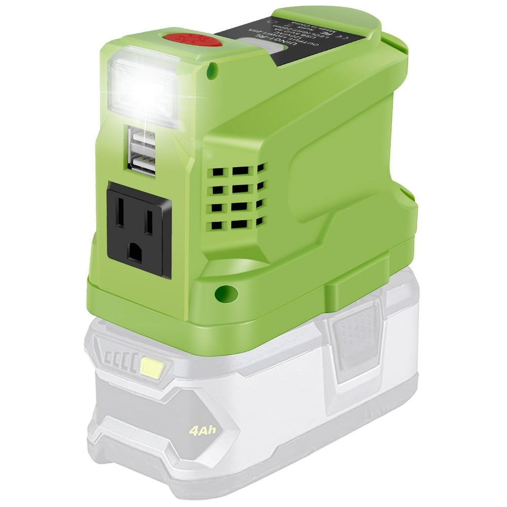 150W Power Inverter Compatible with Ryobi 18V Battery Power Inverter 18V to 110V 120V Portable Station Supply Charger with AC Outlet and Dual USB Output LED Light for Outdoor Camping Walmart