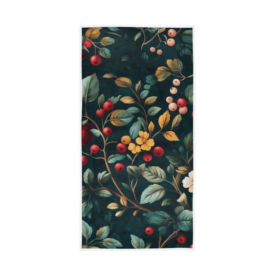 Berries and Flowers on Dark Face Towel Absorbent Hand Towels Bath Sport Gym