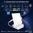 thumbnail image 3 of Luxrite 4 inch Square Smart LED Recessed Lighting, RGBW Color Changing, WiFi App and Voice Control, Alexa and Google Home, 3 of 7