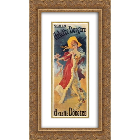 Jules Cheret 2x Matted 14x24 Gold Ornate Framed Art Print 'Arlette Dorgere'