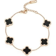 HEYTECH Four-leaf Clover Bracelet 18K Gold Plated Four Leaf Clover Bracelet Adjustable Chain Bracelet Jewelry for Women Gift