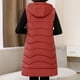 thumbnail image 3 of Gibobby Chaleco largo acolchado mujer, Chaleco largo para mujer, talla grande, sin mangas, con capucha, para invierno, ligero, con cierre completa, para exteriores(Rojo de la sandía,G), 3 of 5
