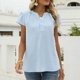 thumbnail image 3 of Gibobby Camisetas de verano para mujer Tops chifón para mujer, blusas holgadas con cuello y manga casquillo a la moda, blusas sueltas Color sólido(Azul celeste,CH), 3 of 5