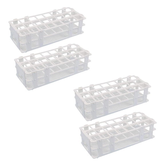 4Pcs Plastic Test Tube Rack 24 Holes Lab Test Tube Rack Holder for 25mm Test Tubes, Detachable, White