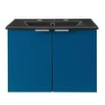 thumbnail image 3 of Sink Vanity Cabinet, Wall Mounted, Melamine, Blue Navy Black, Modern Contemporary Urban Design, Hotel Bedroom Bathroom Master Suite Guest, 3 of 10