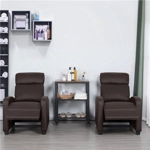 Yaheetech 2-Piece Manual Recliner Set, Brown Faux Leather