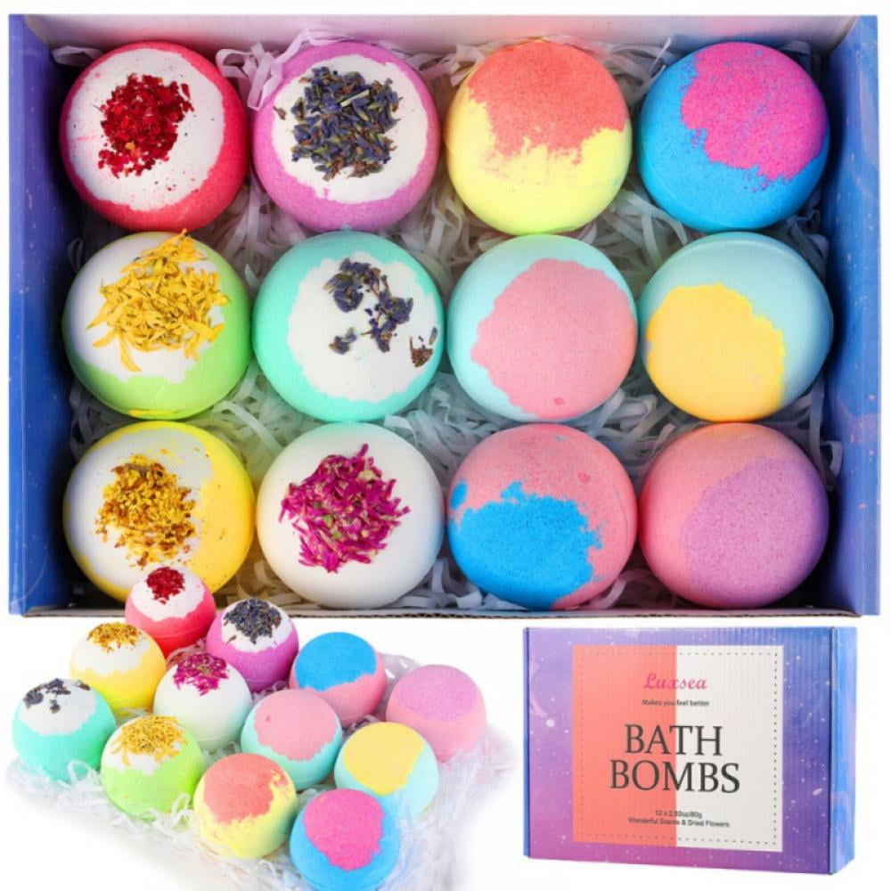 12Pieces Mixed Color Explosive Salt Set, Bath Ball Bomb Explosion Bathing Ball Bubble Natural