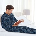 thumbnail image 6 of Naloa Hawaiian Style Men’s Pajamas Set - Long Sleeve Button Down Sleep Shirt and Pajama Bottoms Sleepwear Set-XX-Large, 6 of 7