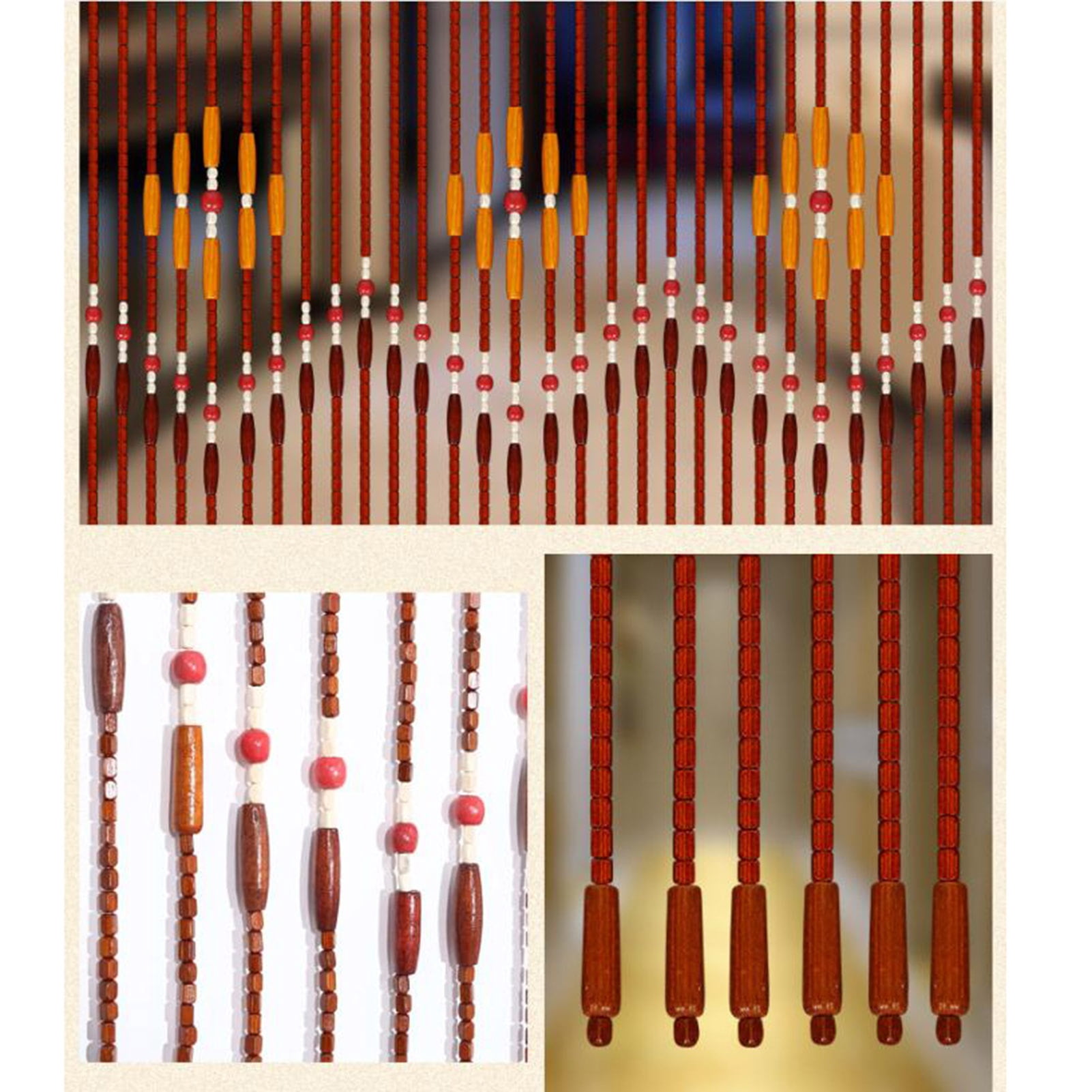 Natural Bamboo Wood Bead Curtains,90*220cm Hanging Fly Curtain Screen Panel,Retro Decor Divider Curtains,Beaded Curtain Panels for Room Hallway Entrance