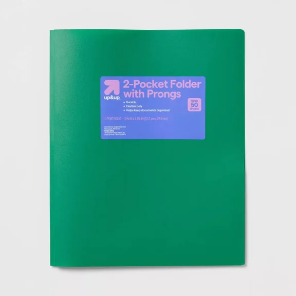 2 Pocket Plastic Folder with Prongs