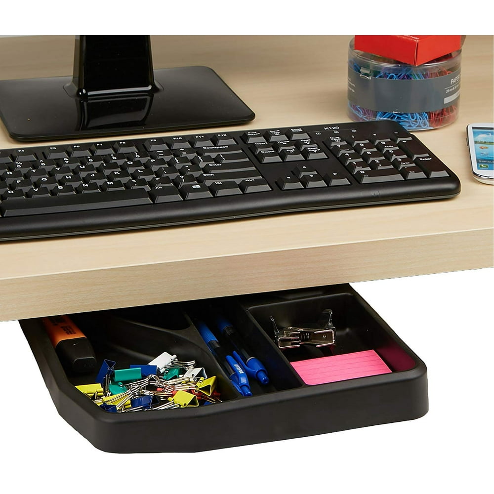 Under Under Desk Sliding Compartment Organizer, Black, Accessories