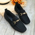 thumbnail image 4 of Avrnliq Black Velvet Loafers for Women Slip-On Flat Comfort Loafers with Gold Buckle Casual Work Shoes,Size 42, 4 of 9