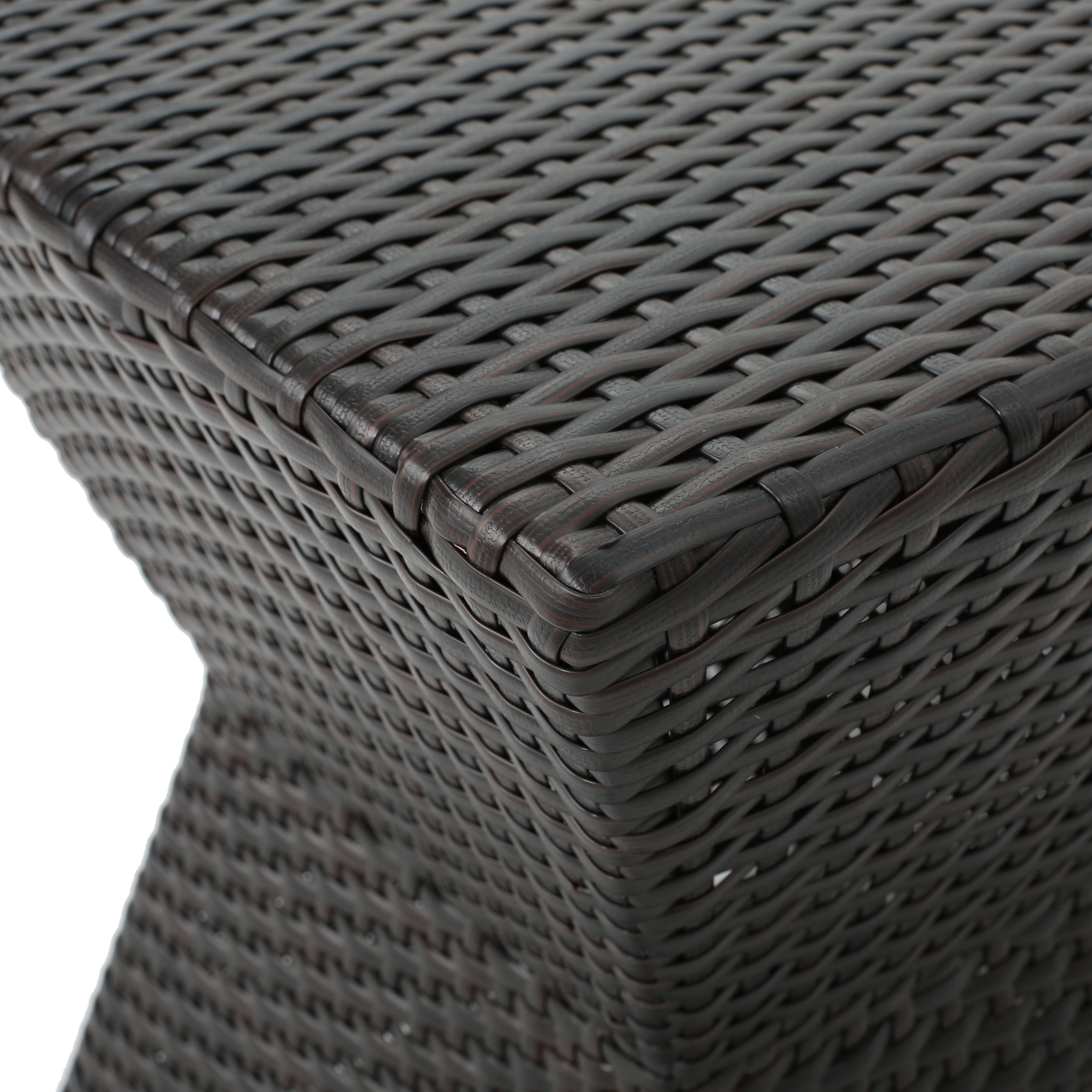 Outdoor 16 Inch Wicker End Side Table for Patio Balcony Garden, Brown