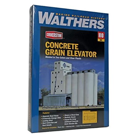 Walthers-ADM(R) Concrete Grain Elevator -- Kit - 13-1/2 x 9 x 13-1/2" 33.7 x 23.