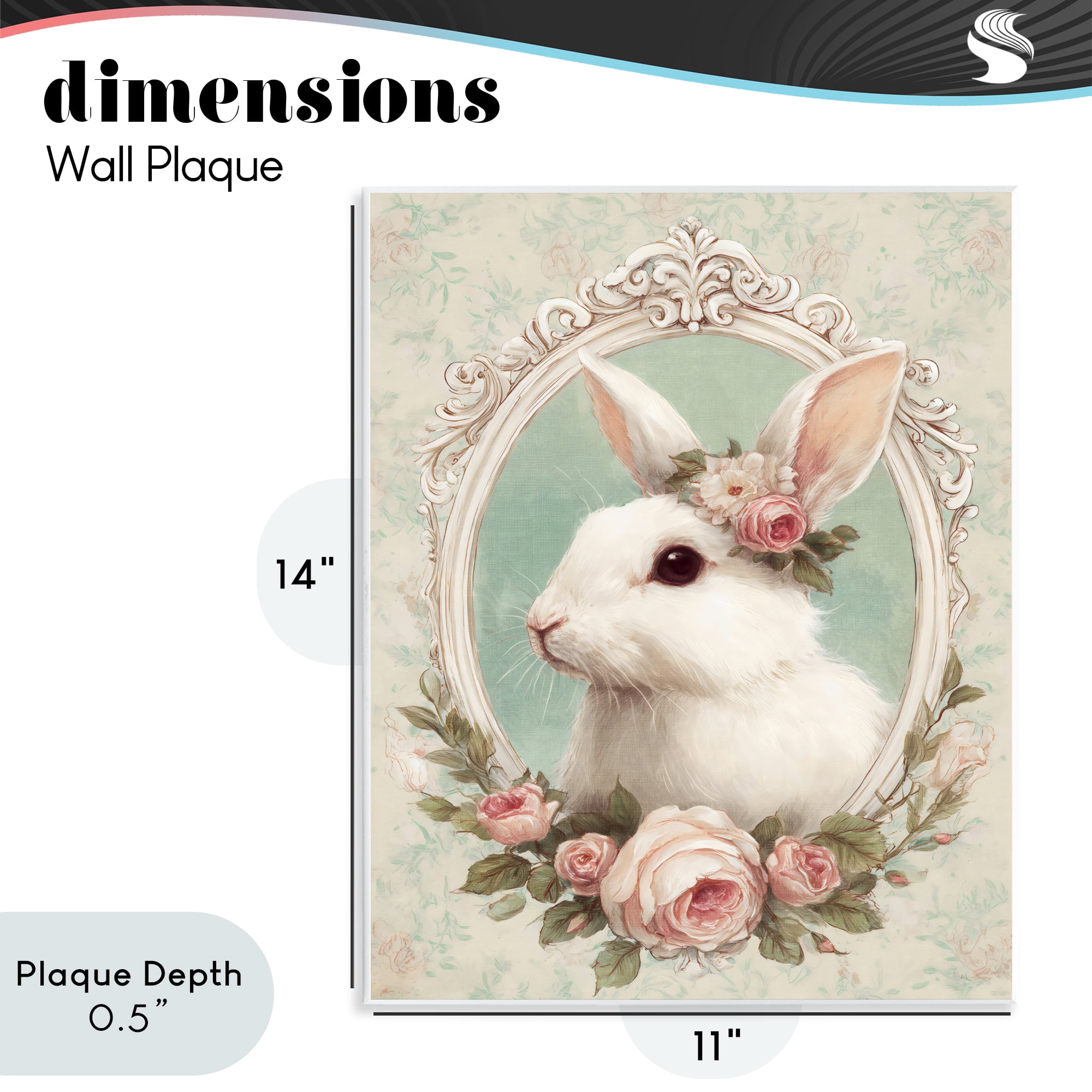 Stupell Industries Flower Fringed Bunny Portrait Wall Plaque Art, design by Ink Drop Loft
