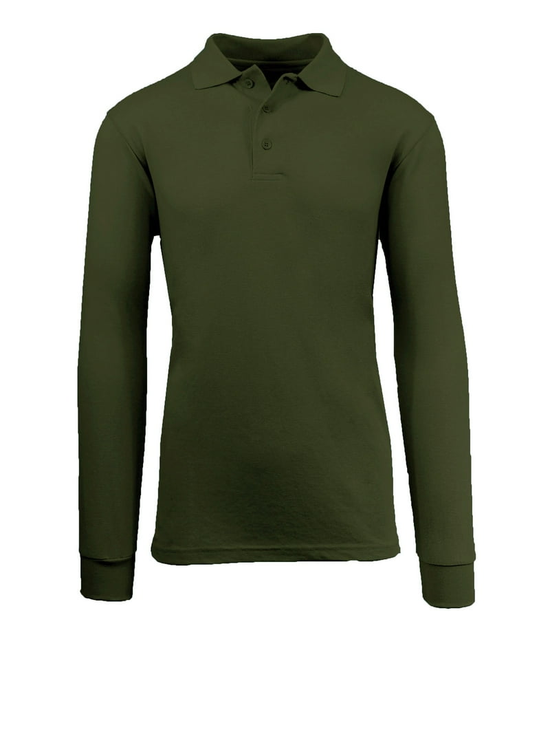 Premium Men's Long Sleeve Polo Shirts, Cotton Blend, Modern