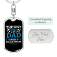 thumbnail image 2 of Best Police Dad Stainless Steel or 18k Gold Premium Swivel Dog Tag Keychain, 2 of 8
