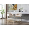 thumbnail image 2 of Guyou 26.75" Modern Bar Stools Set of 2, Linen Upholstered Counter Height Bar Stool with Back and Arms, Kitchen Island Stool with Gold Metal Frame for Home Bar Restaurant, Cream, 2 of 9