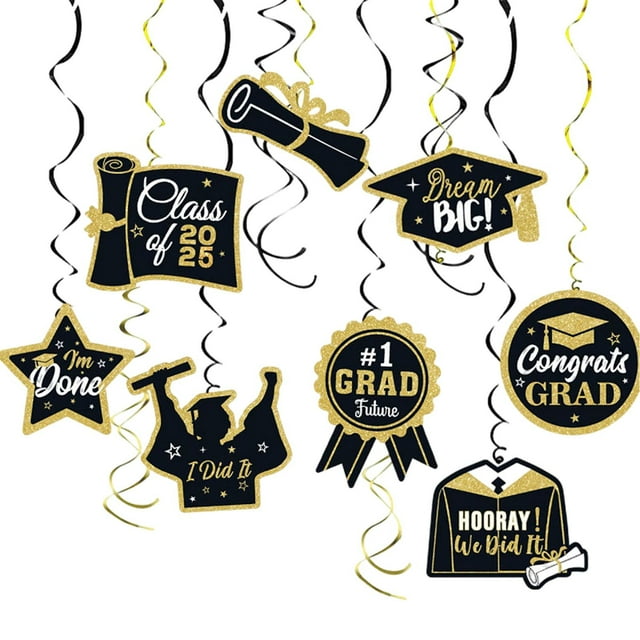 Hearth & Gear Graduation Party Decoration Reception Tassel Class Disco Party Decoration Rainbow Decoration PhD Shower Banner Tassel Green Hanging Paper Thank You Stickers And Cards Small Business
