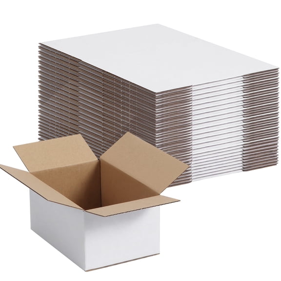 6x4x3 Shipping Boxes Set of 40, White Corrugated Cardboard Box for Small Business