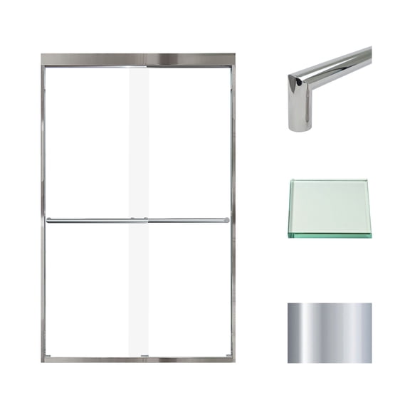 Transolid FBPT487608C-T-PC 76" High X 47" Wide Bypass Frameless Shower Door - Chrome