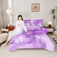 thumbnail image 4 of Homewish Purple Marble 3 Pieces Queen Comforter Set for Female Men Adults,Gradient Marbling Watercolor Ultra Soft Bedding Sets,Ombre Stone Pattern Bedding Comforter Set Breathable, 4 of 8