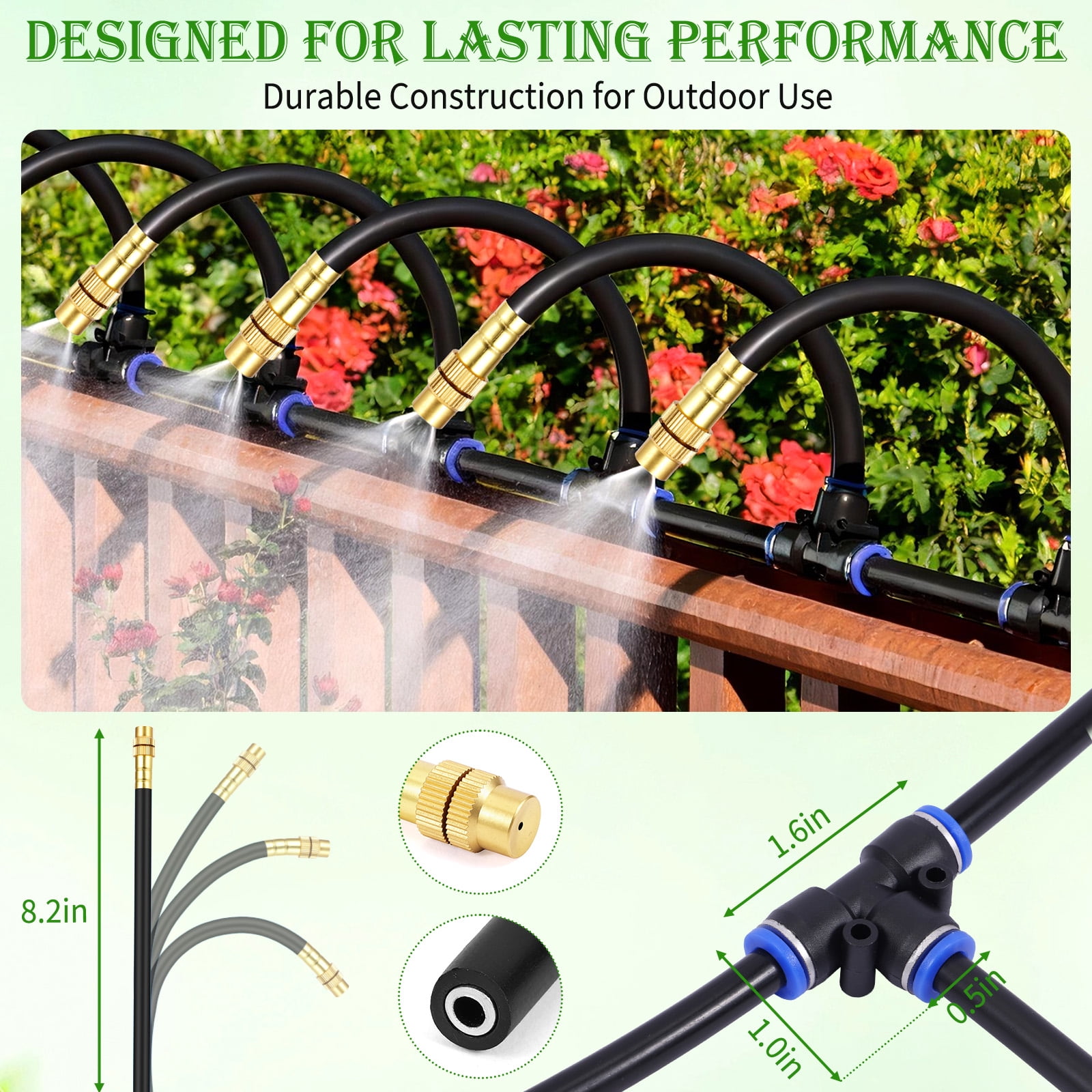 20M/65.6Ft Adjustable Garden Watering System Kit  2025 New Irrigation System with Bendable Nozzle for Outdoor Plants, Lawn & Garden Use (20M)