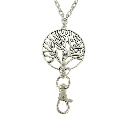 lanyard badge holder necklace breakaway clasp magnetic chain key tree silver