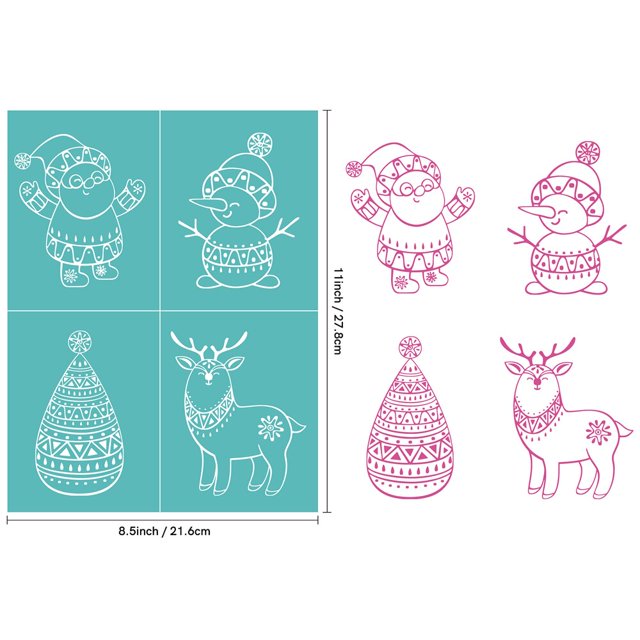 Plantillas de malla autoadhesivas reutilizables para Navidad, Festival del día de Halloween, pintura de transferencias, 21x28cm para camiseta, manualidades hechas a mano DIY