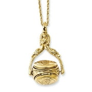 1928 Gold-tone 30in Three Sided Spinner Oval Locket Necklace; 30 inch; Lobster (Fancy) Clasp; for Adults and Teens; for Women and Men