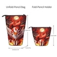 thumbnail image 2 of Lsque Red Leaf Flame Fox Pattern Telescopic Pencil Bag Pen Holder Stationery Case, Stand-up Retractable Transformer Bag Organizer, 2 of 6