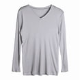 thumbnail image 6 of Men Silk Thermal Underwear Shirts V Neck Mulberry Silk Lightweight Long Johns Base Layer Tops, 6 of 6