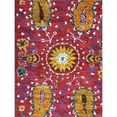 thumbnail image 2 of Pasargad Home Suzani 65" x 96" Hand-Knotted Sari Silk Fabric Runner Rug in Red, 2 of 3