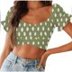 thumbnail image 1 of Blusa de manga corta con estampado de manga acampanada y hombros descubiertos para mujer Pompotops hkajfhjk473995, 1 of 1