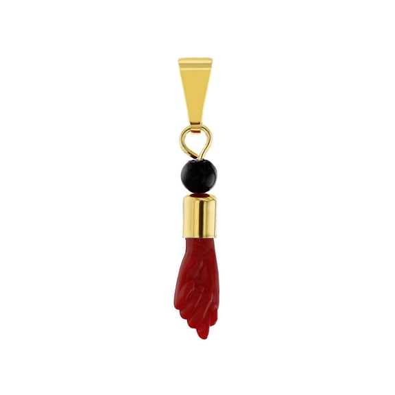 Gold Plated Red Figa Hand Good Luck Charm Evil Eye Protection Amulet Pendant