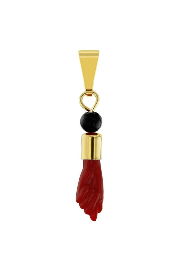 Gold Plated Red Figa Hand Good Luck Charm Evil Eye Protection Amulet Pendant