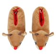 thumbnail image 5 of Rudolph The Red-Nosed Reindeer 3D Character Head Youth Brown Plush Slippers-M, 5 of 7