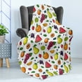 thumbnail image 4 of Fruit Soft Flannel Fleece Blanket, Hand Drawn Inspired Sketch Grapes Kiwi Watermelon Strawberry Illustration, Cozy Plush for Indoor and Outdoor Use, 50" x 60", White and Multicolor, by Ambesonne, 4 of 5