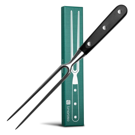 Linoroso 11 inch Stainless Steel Meat Carving Fork Barbecue Serving Fork Cooking Utensil