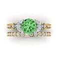 thumbnail image 2 of Clara Pucci 14K Yellow/White Gold 2.94 Simulated Green Diamond Engraveable Engagement Ring + Wedding Band Set, 2 of 7