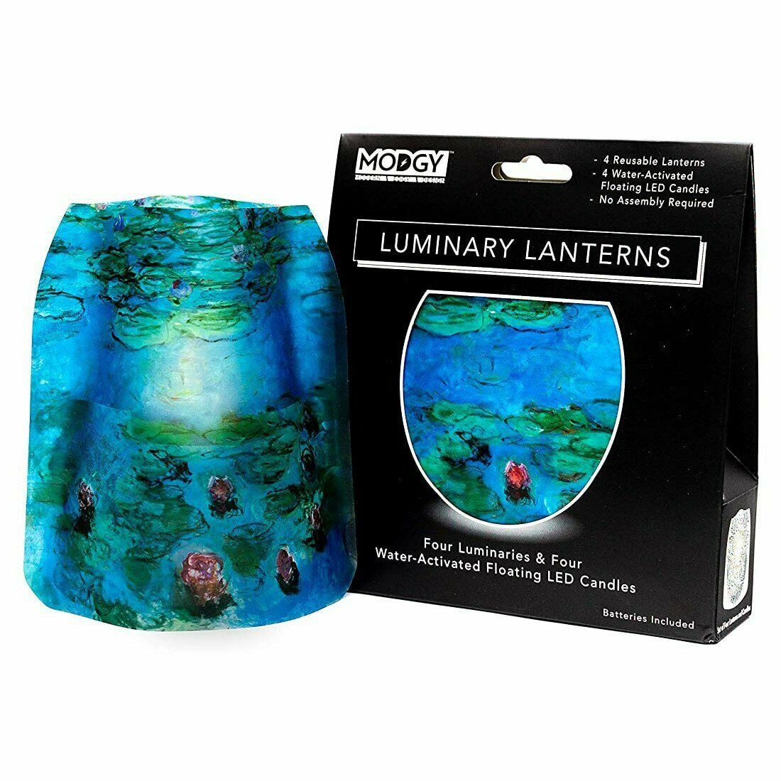 Modgy Lumizu Collapsible 4pc Luminary Lantern Set - Claude Monet Water Lilies #2