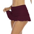 thumbnail image 2 of Falda de baño Halcurt para mujer con volantes fruncidos y bikini burdeos, 2 of 6