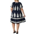 thumbnail image 3 of Agnes Orinda Women's Plus Size Boho Dresses Pleated Crew Neck Short Sleeve Flared Flowy Summer Casual Midi Sundress 3X Blue, 3 of 6