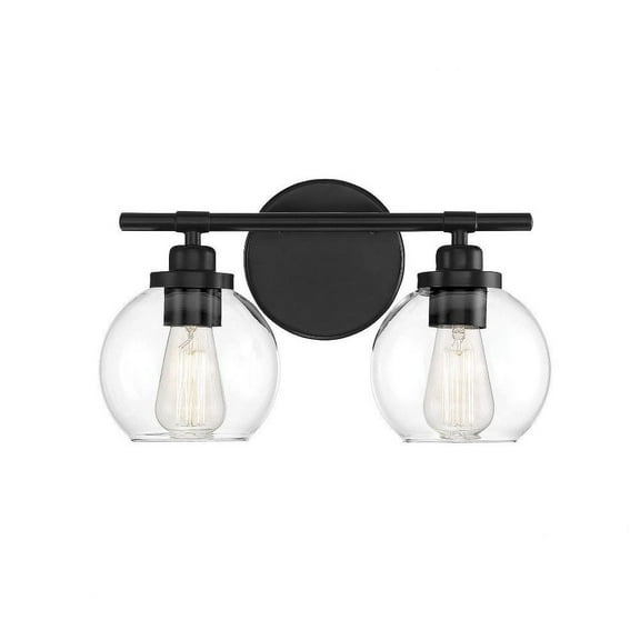 2 Light Vanity Light-Mid-Century Modern Style with Modern and Contemporary Inspirations-8.5 inches Tall By 14 inches Wide-Matte Black Finish Bailey